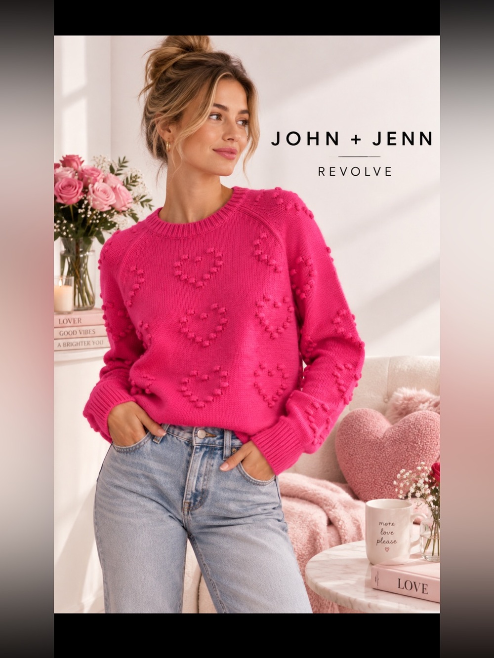 JOHN + JENN - REVOLVE, the heart knit sweater!